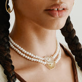 Gargantilha Copo de Leite Prata e Pérolas