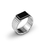 Anel "Sem Título" 05 Prata e Ônix