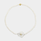 Gargantilha Copo de Leite Prata e Pérolas